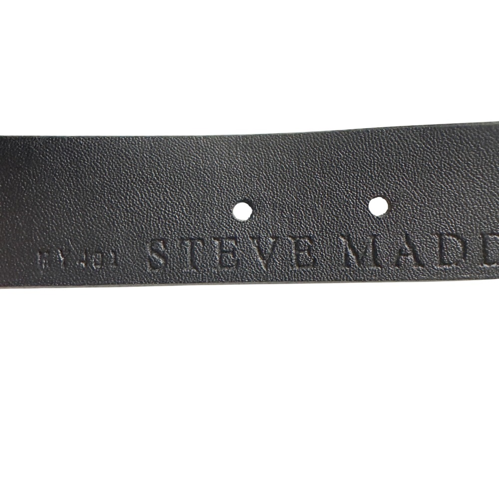 Steve Madden Black Leather silver Studded Turquoise Gem Southwest Belt Womens - Picture 4 of 5